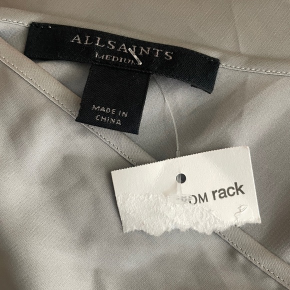 NWT Allsaints Hana Satin Gray Slip Midi Dress Size Medium - Picture 7 of 8